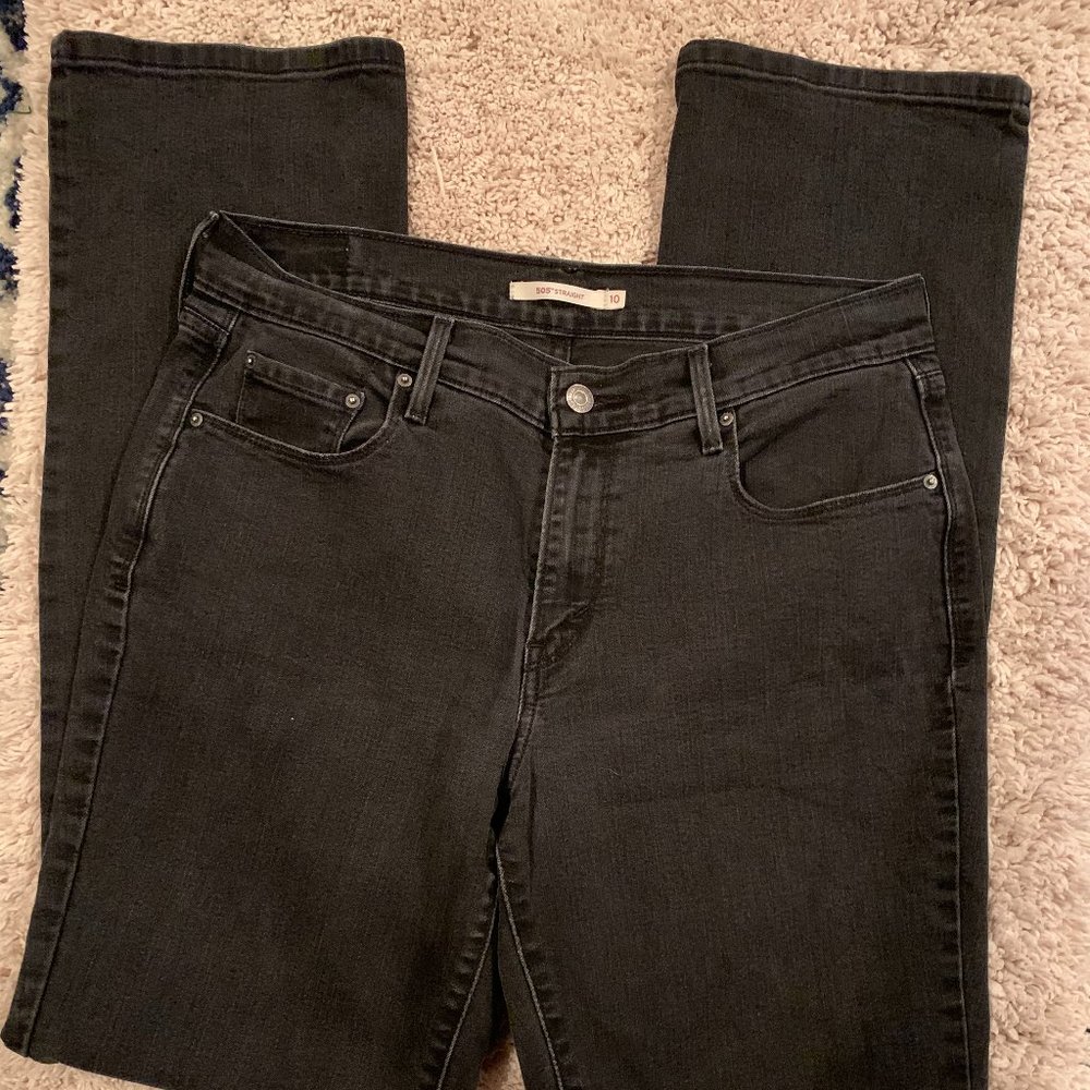 Levi's Black 505 Straight Denim Jeans - Size 10